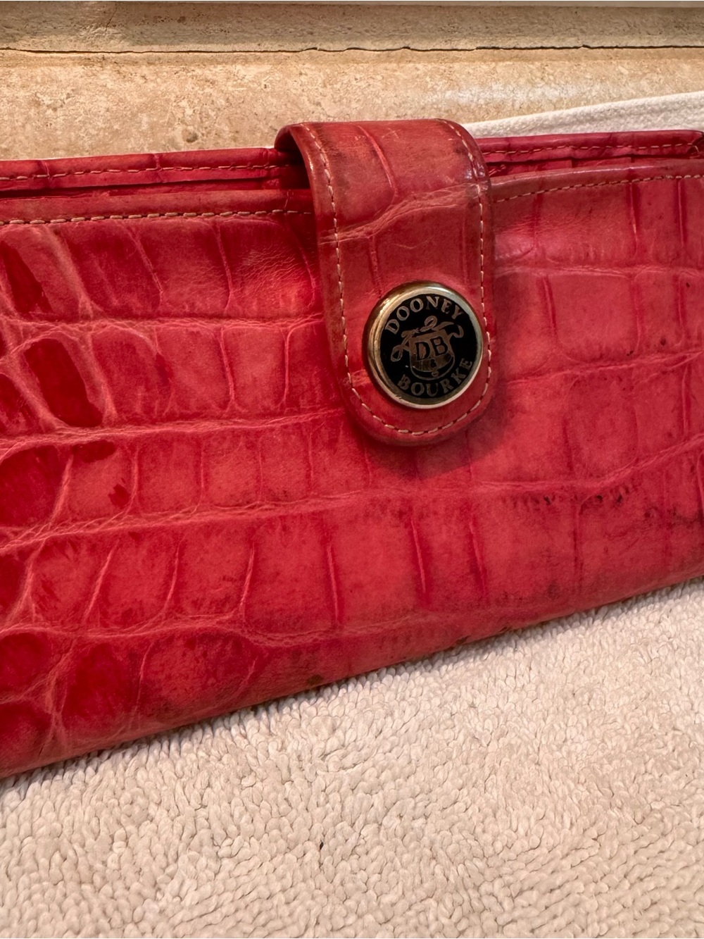 Dooney & Bourke Red Croc-Embossed Clutch Wallet